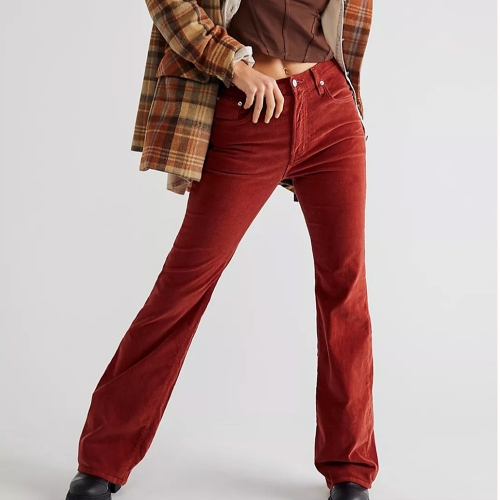 New Edwin Ryder Corduroy Rust Bootcut Flared Jeans Pants Size 26